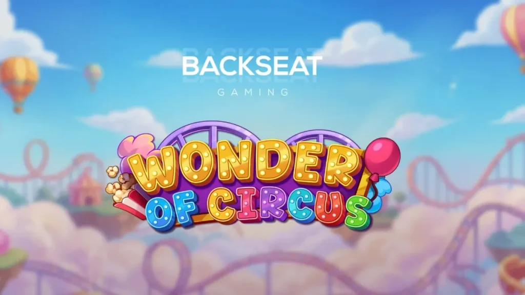 Interface do jogo de slot Wonder of Circus com tema de circo neon