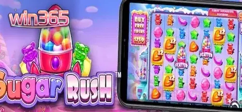 Interface colorida e vibrante do slot Sugar Rush com símbolos de doces