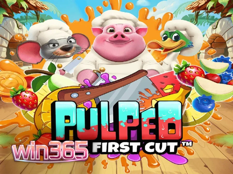 Interface colorida e vibrante do slot Pulped: The First Cut com personagens chefs